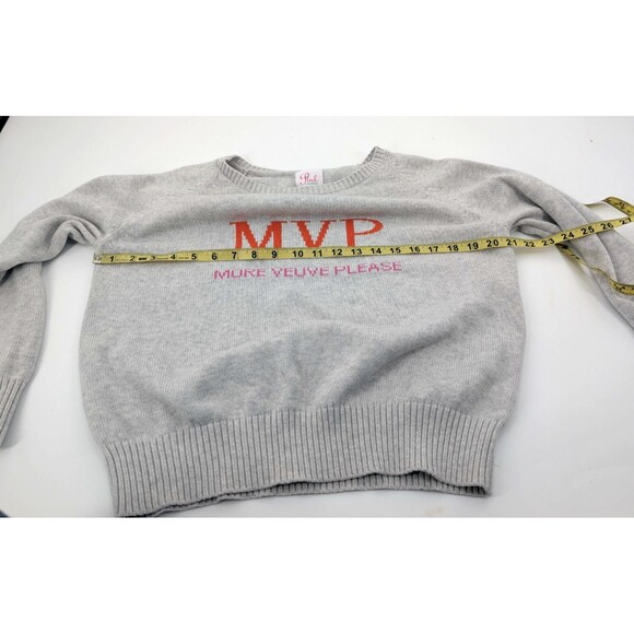 Pink Pineapple MVP "More Veuve Please" Gray Cotton Sweater Size XS-Med - Picture 3 of 6